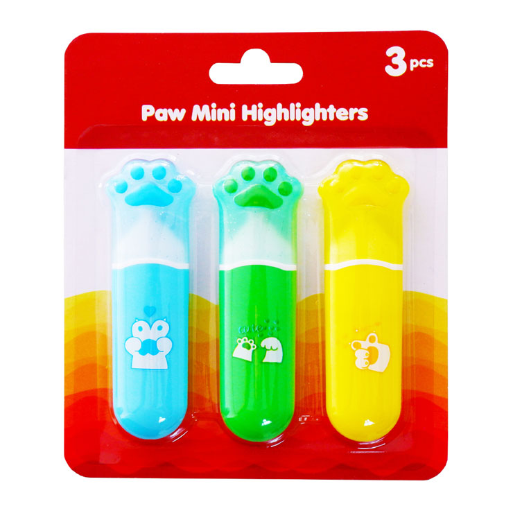 Paw Mini Highlighter 3's - School & Office Supplies - Writing