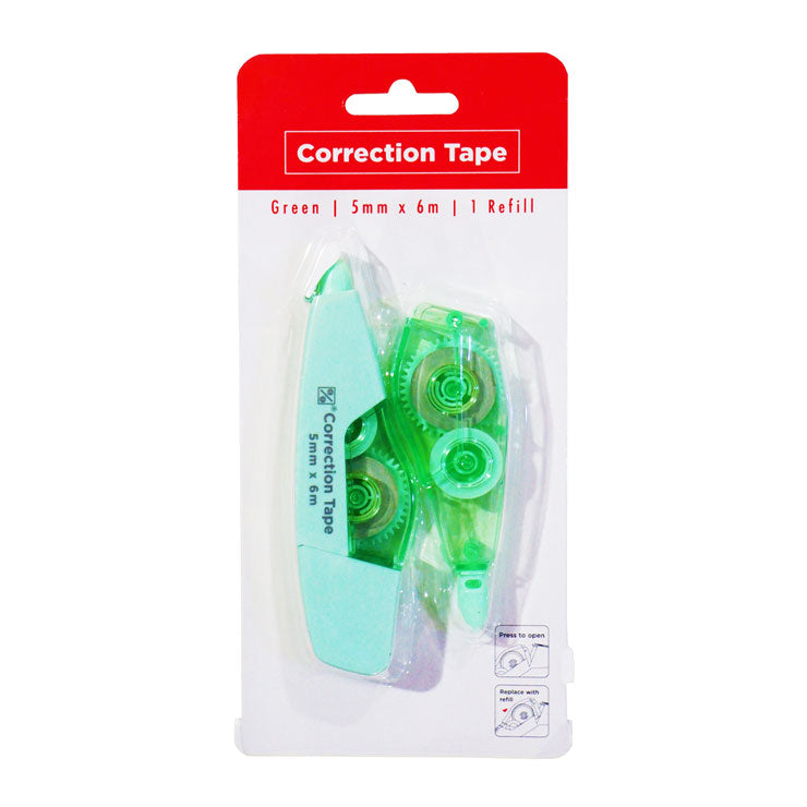 Best Buy Refillable Correction Tape with Refill 5mmx6m Green CR-1060-GR - School & Office Supplies