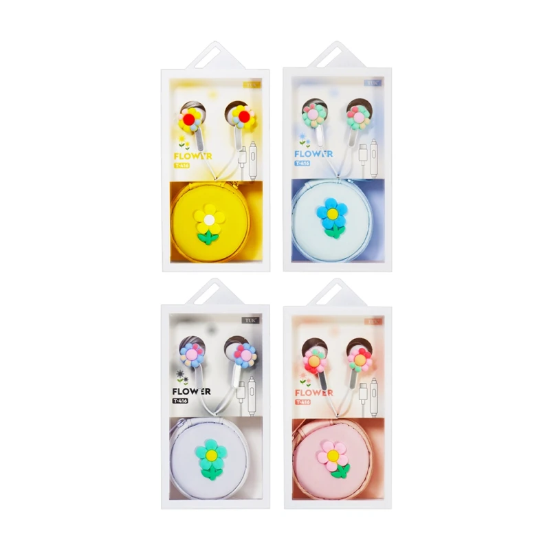 Earphone T-416 Type C Wired Flower Design - Audio/Video Accessories