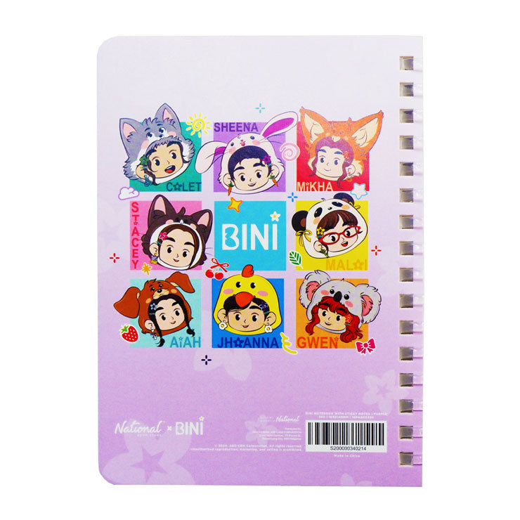 NBS x BINI Notebook 30Sheets 105X149mm with Sticky Notes Set Purple