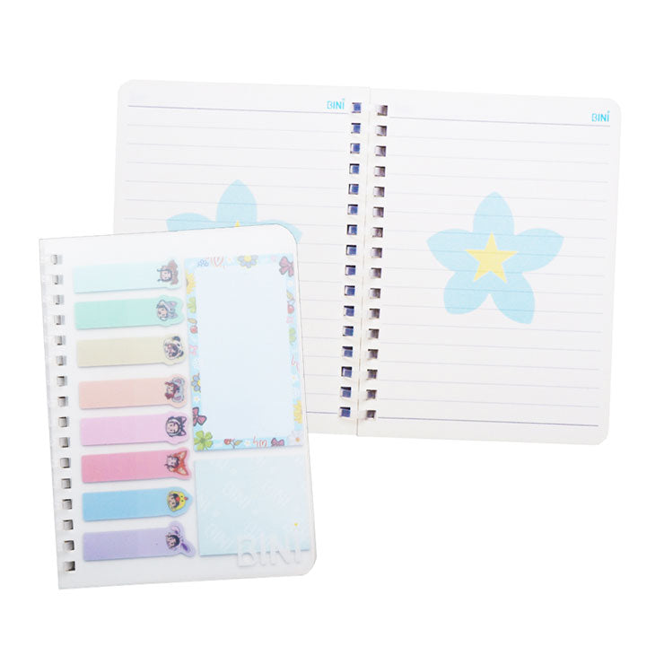 NBS x BINI Notebook 30Sheets 105X149mm with Sticky Notes Set Blue
