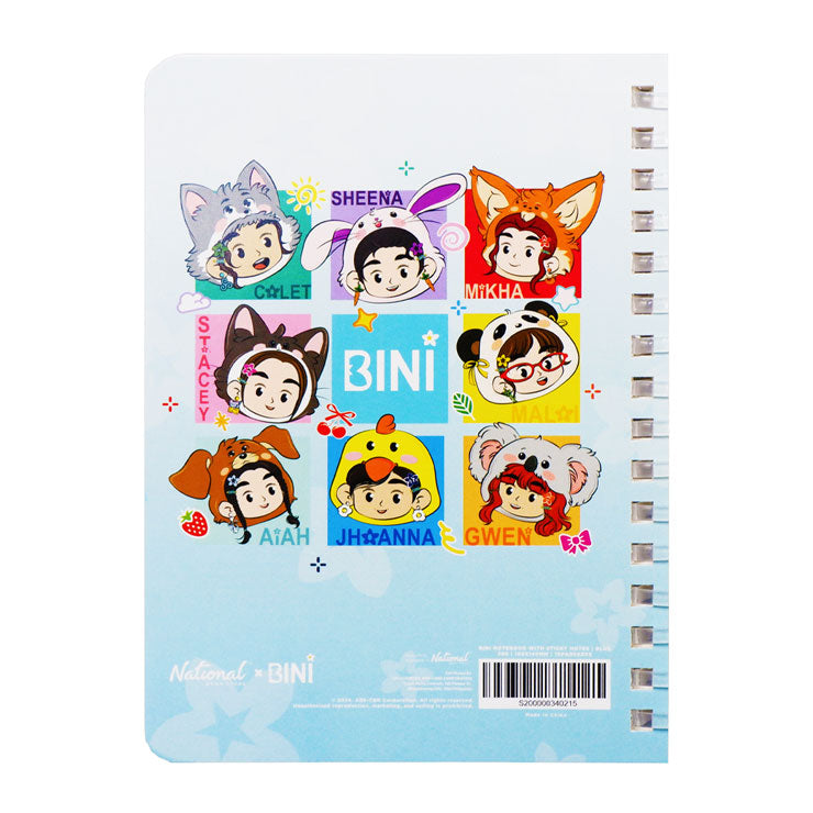 NBS x BINI Notebook 30Sheets 105X149mm with Sticky Notes Set Blue