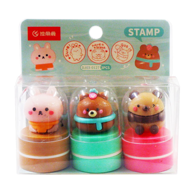 Cute Character DJ03-0127 3 Designs Stamps - Arts & Crafts Supplies
