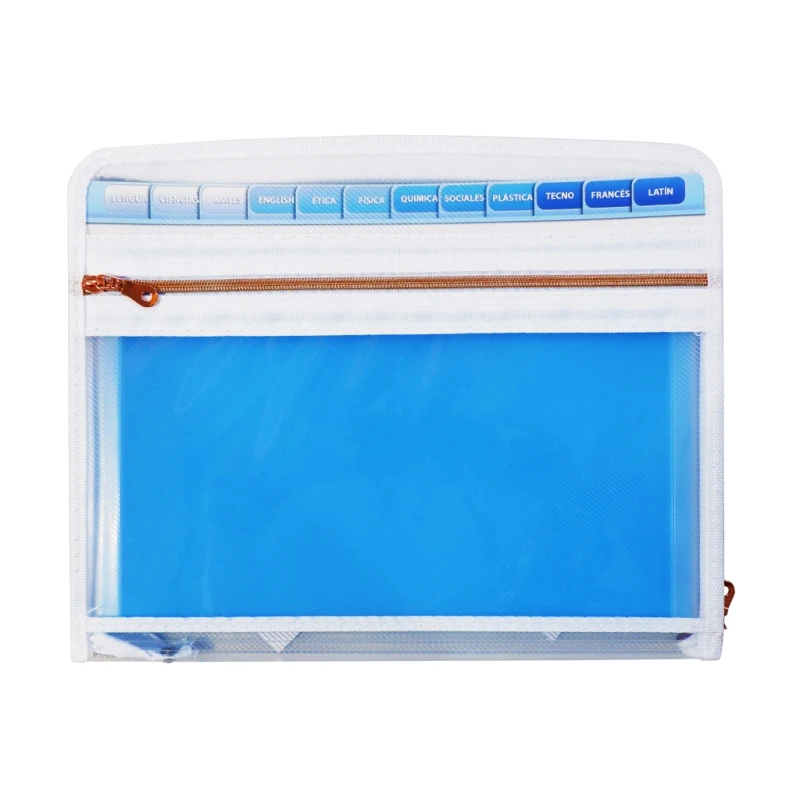 Vindel Expanding File Ef3313-Bu A4 Blue 13 Pockets With Front Pocket Zip Type Transparent Colored