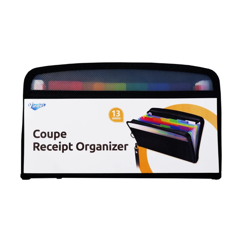Vindel Expanding File Ef4613-Bk Coupon Black 13 Pocket With Front Pocket Zip Type Colored Divider