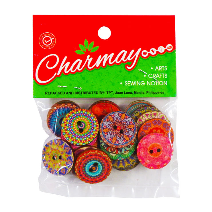 Charmay Buttons Wooden Assorted Design - DIY - Home & School Supplies
