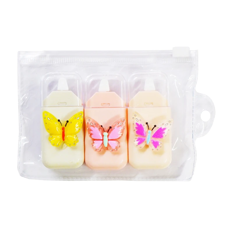 Correction Tape Set 105A-3B 5mmx6m Butterfly Design Pastel 3's