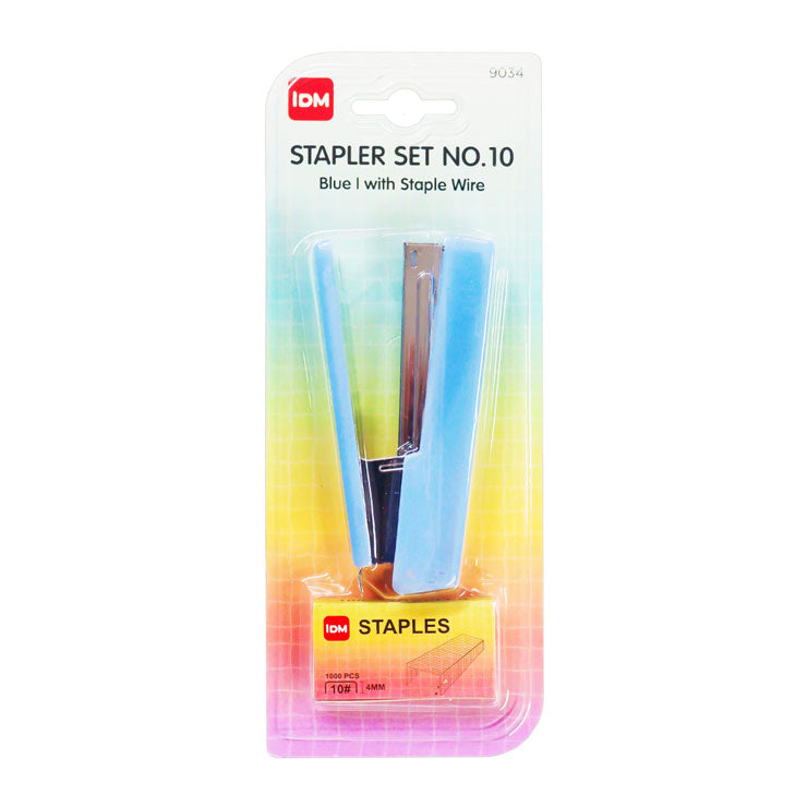 IDM Stapler No.10 Set with Staple Wire 20 sheets Translucent Blue 9034 - School & Office Supplies