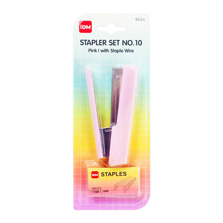 IDM Stapler No.10 Set with Staple Wire 20 sheets Translucent Pink 9034 - School & Office Supplies