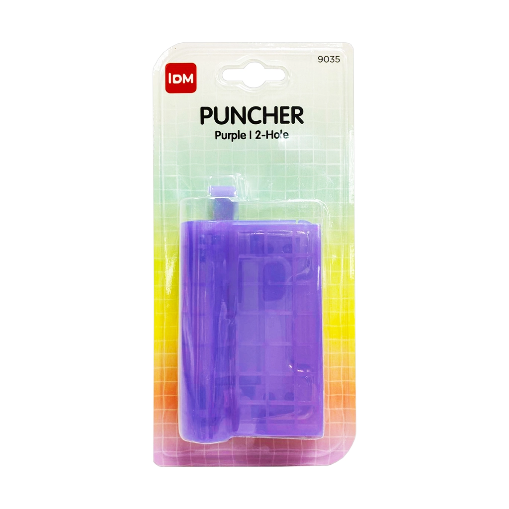 IDM Puncher 2 Hole With Adjustable Paper Guide 7cm Translucent 9035, Purple