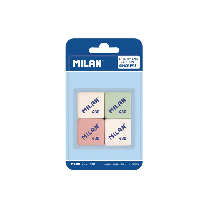 Milan Rubber Eraser Soft Synthetic Square 430 Assorted BMM9215 (Color May Vary)