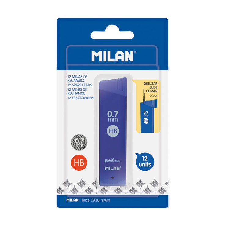 Milan Pencil Lead Refill HB 0.7mm 12's Blue