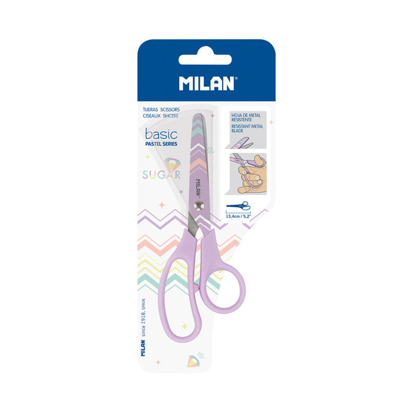 Milan Kiddie Scissors Rounded Tip 5.3inches 13.4cm Diamond Sugar Series Lavender Pastel BWM10426LV