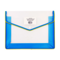 Jinshun Plastic Envelope JS602Fc Blue Long Expanding Button Type Lining With Name Card Holder