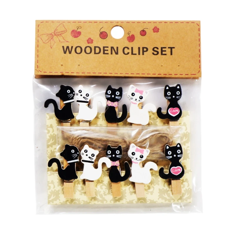 Clip Paper 10's Wooden Cats