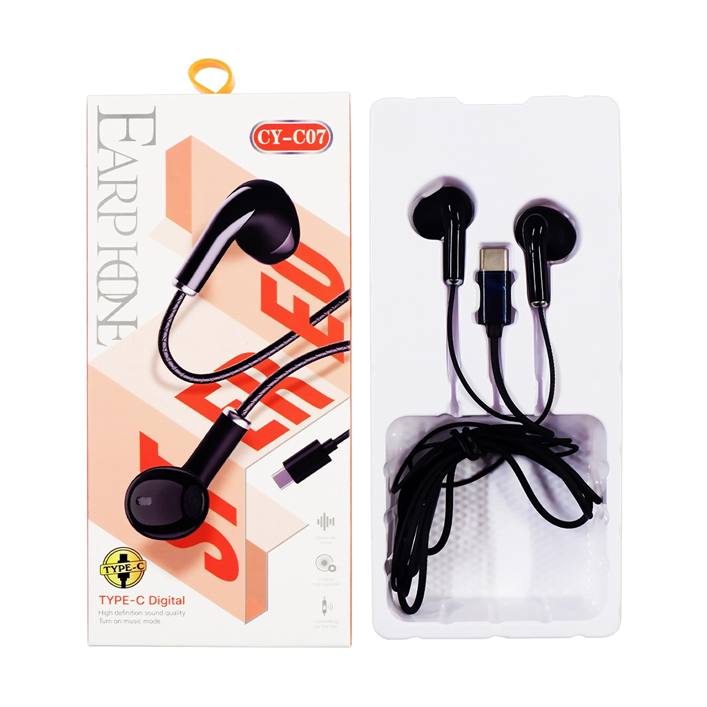 Earphone Cy-C07 Black Type C Wired Bean - Audio/Video Accessories