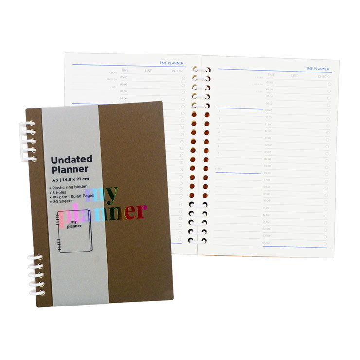 Planner 2026 Time A5 with Foil Stamp, Brown
