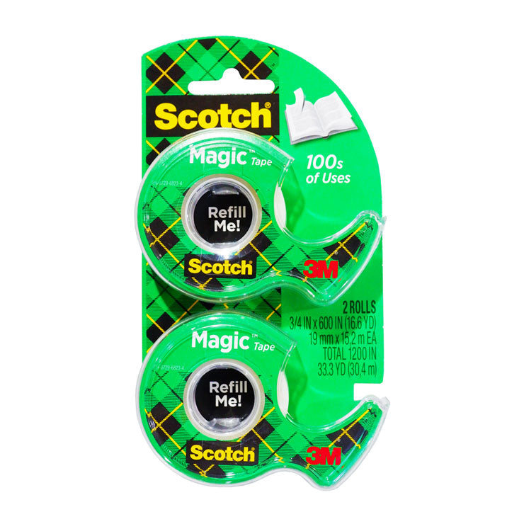 Scotch Magic Tape With Dispenser 19mmx15.2m 0.75inx1200in 33.3Y S-Roll MS122DM2 2S