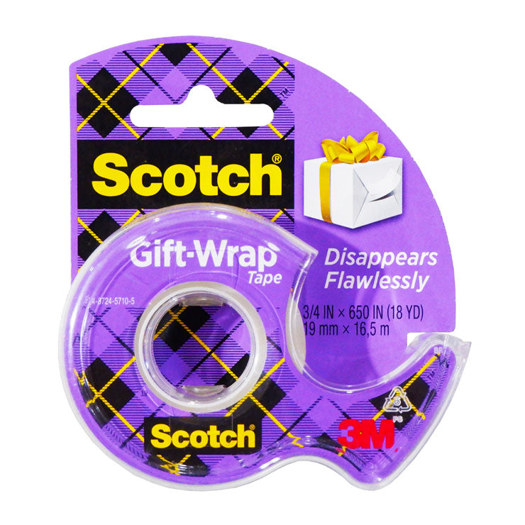 Scotch Gift Wrap Invisible Tape 19mmx16.5m 0.75inx650in 18Y S-Roll MS151818