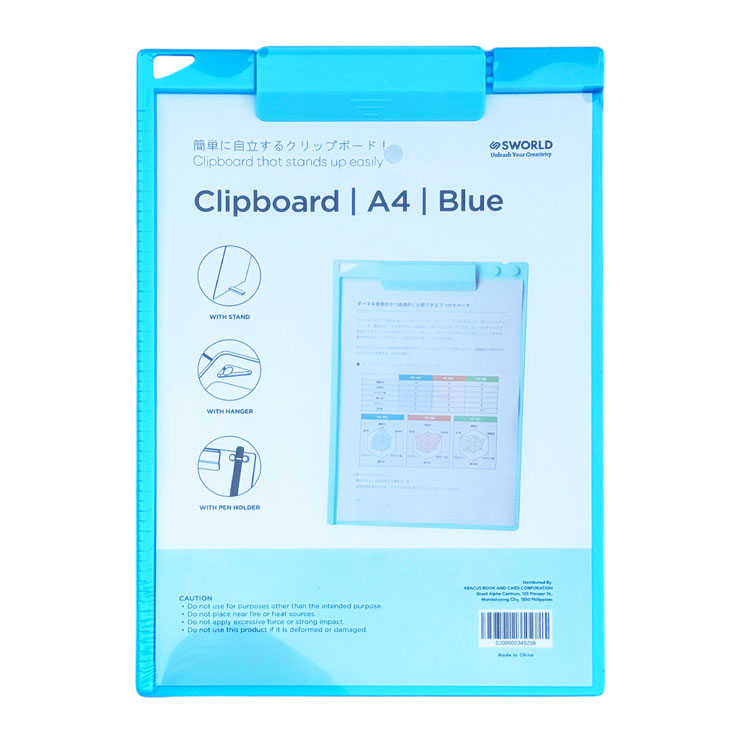 Sworld Clipboard Cf1261Bl A4 Blue with Stand - Files & Folders