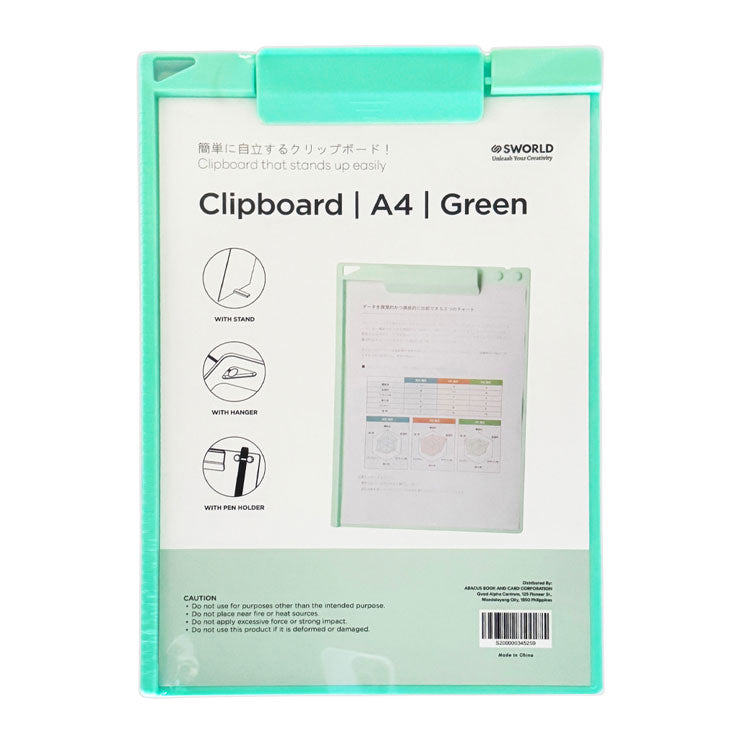 Sworld Clipboard Cf1261Gr A4 Green with Stand - Files & Folders