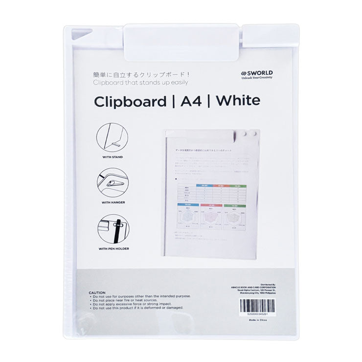 Sworld Clipboard Cf1261Wh A4 White with Stand - Files & Folders