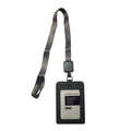 Uhoo ID Holder Vertical Leather Type with Lanyard 54x85mm Gray
