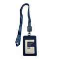 Uhoo ID Holder Vertical Leather Type with Lanyard 54x85mm Blue