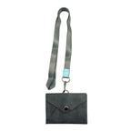 Uhoo ID Holder Horizontal Leather Type with Lanyard 85x54mm Gray