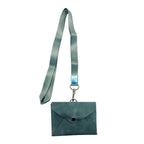 Uhoo ID Holder Horizontal Leather Type with Lanyard 85x54mm Celadon Green