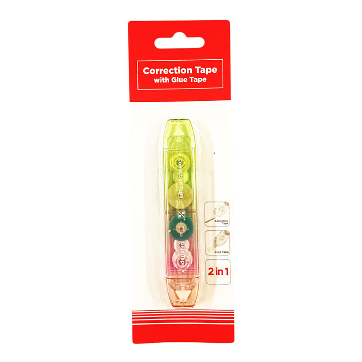 Best Buy 2in1 Correction Tape 5mmx5m with Glue Tape 5mmx4.5m Green+Pink Gradient CP-9631