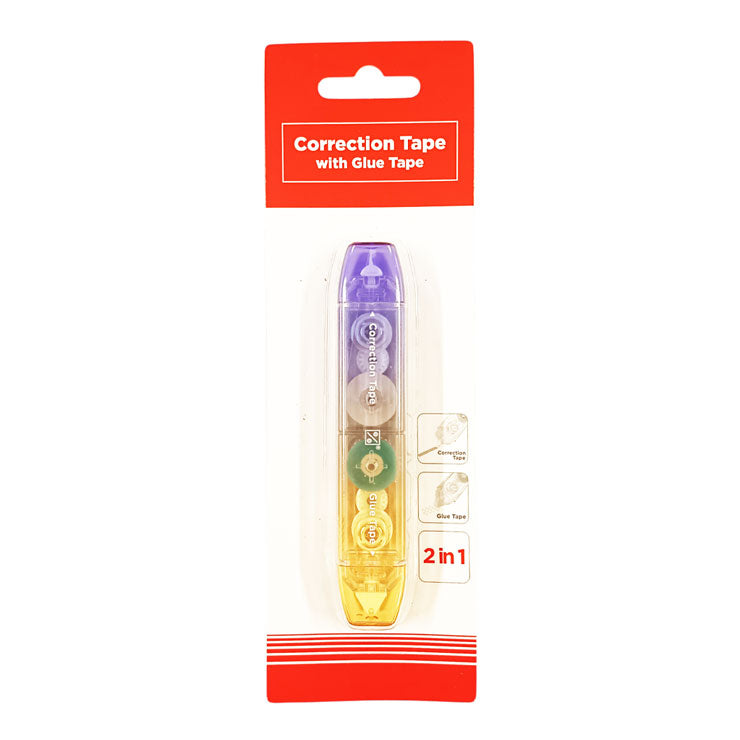 Best Buy 2in1 Correction Tape 5mmx5m with Glue Tape 5mmx4.5m Purple+Yellow Gradient CP-9631
