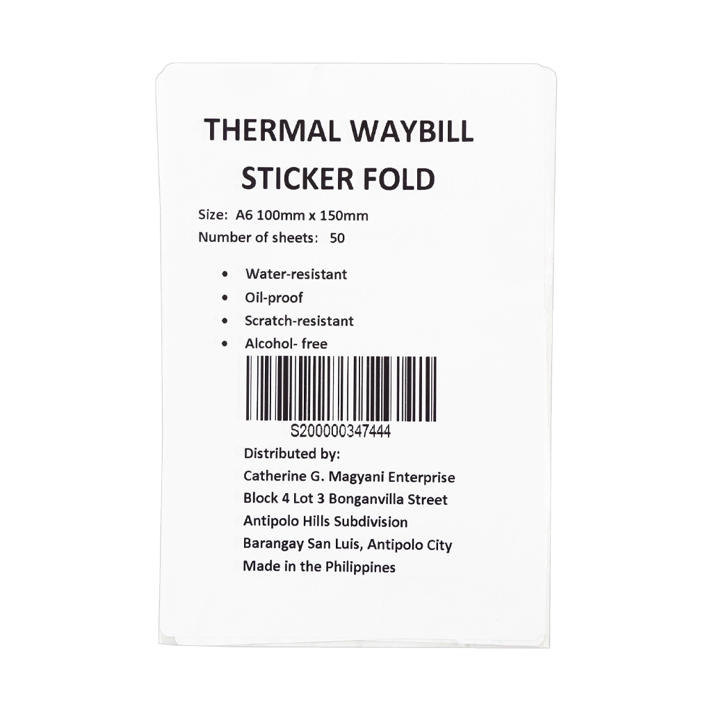 Thermal Waybill Sticker Fold 50's A6 100x150mm