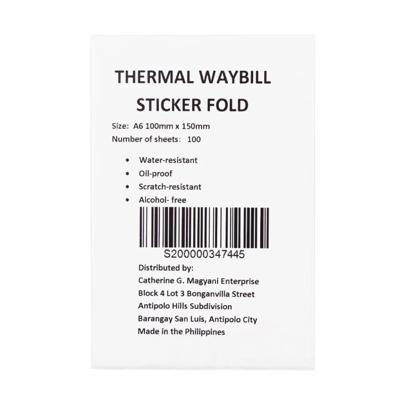 Thermal Waybill Sticker Fold 100's A6 100x150mm