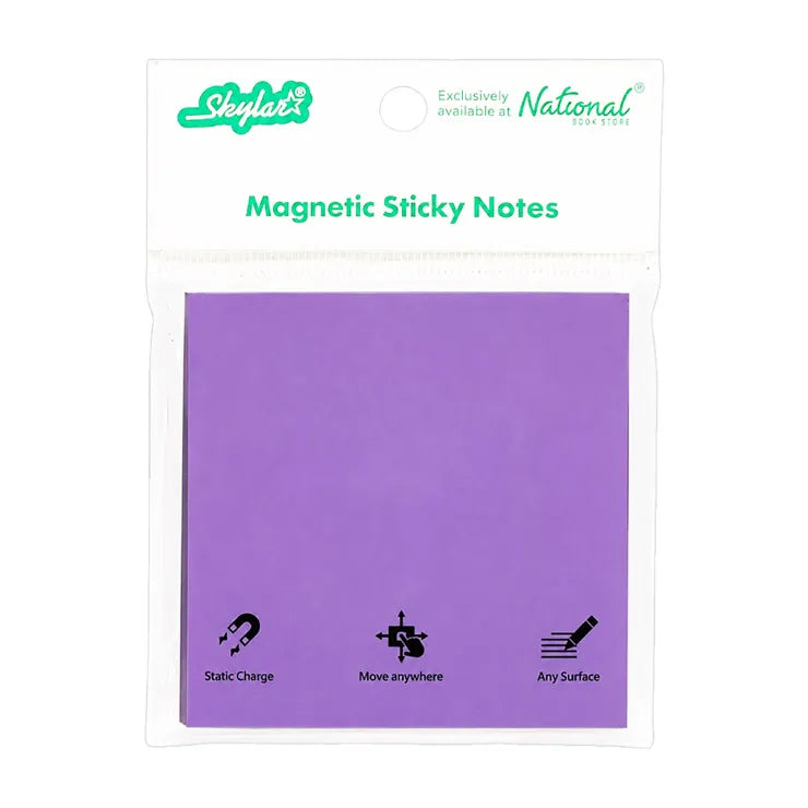 Skylar Glue Free Magnetized Sticky Notes 3x3In 80Sheets - School & Office Supplies